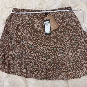 Vero Moda Brown and Green Floral Mini Skirt